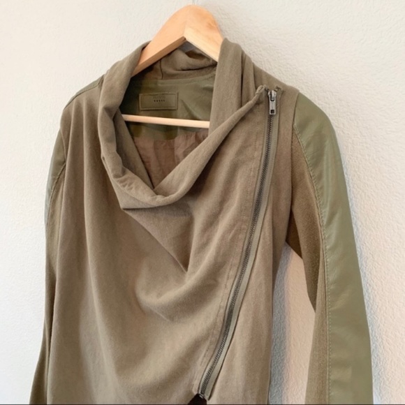 Blank NYC Vegan Leather and Ponte Drape Dark Green Jacket - Picture 4 of 8